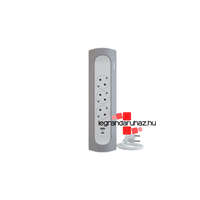 Legrand Legrand Sarokba illeszkedő elosztósor, 3x2P+F, USB-A + USB-C, 1 m vezetékkel, fehér-alumínium, Legrand 694502
