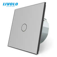 LIVOLO C701IHS LIVOLO nyomógomb-impulzus érintőkapcsoló, fázis-nulla bekötés, 250V 5A, ezüst kristályüveg