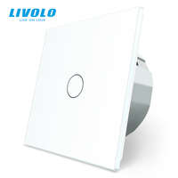 LIVOLO C711HW LIVOLO N101-es nyomógomb-impulzus érintőkapcsoló, 250V 5A, fehér kristályüveg