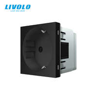 LIVOLO C721B LIVOLO földelt dugalj IP20 csavaros, süllyesztett 2P+F 16A 250V fekete konnektor