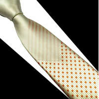 MariaKing GUSLESON vajszínű-narancssárga mintás elegáns férfi nyakkendő - selyem