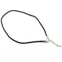 MariaKing Fekete fonott designbőr nyaklánc, 45+5 cm