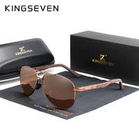 Kingseven KINGSEVEN vintage pilóta napszemüveg, polarizált lencse, barna kerettel