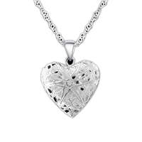 MariaKing Maria King ezüstözött szív alakú képtartó függő medál nyaklánccal