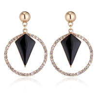 MariaKing Maria King Trendi geometrikus fülbevaló kristályokkal, fekete-arany