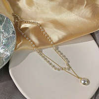 MariaKing Mesterséges gyöngy nyaklánc, arany színű, 37+6 cm