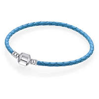 MariaKing Pandora stílusú műbőr charm karkötő, kék - 21 cm