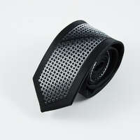 MariaKing GUSLESON fekete-szürke dupla mintás színátmenetes vékony nyakkendő