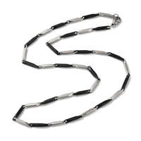 MariaKing Rozsdamentes acél fekete-ezüst bar link nyaklánc, 50 cm