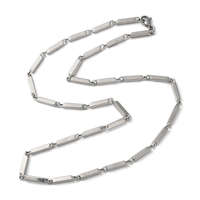 MariaKing Rozsdamentes acél ezüst színű bar link nyaklánc, 50 cm II.