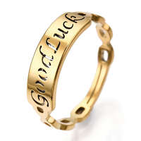 MariaKing 18 karátos arannyal bevont rozsdamentes acél Szerencse gyűrű, állítható méret