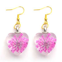 MariaKing Pink virágszív fülbevaló, választható arany vagy ezüst színű akasztóval