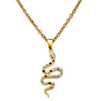 MariaKing Színes kristályos kígyós medál arany színű lánccal