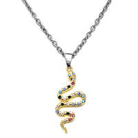 MariaKing Színes kristályos kígyós medál ezüst színű lánccal