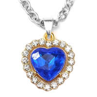 MariaKing Kék kristály szív medál ezüst színű lánccal