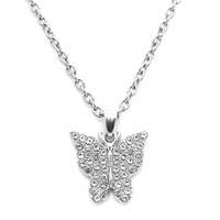 MariaKing Kristály pillangós gyerek nyaklánc medállal, ezüst színű