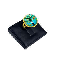 MariaKing Vidám fa üveglencsés gyűrű, választható arany és ezüst színben