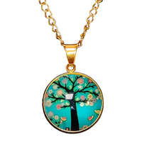 MariaKing Vidám fa üveglencsés medál lánccal, választható arany és ezüst színben
