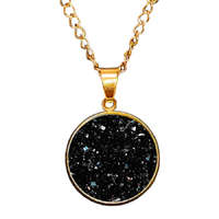MariaKing Fekete csillámos medál és lánc, arany és ezüst színben