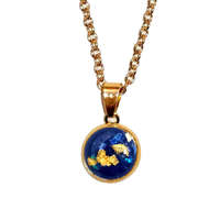 MariaKing Kék-arany üveglencsés medál lánccal, választható arany és ezüst színben