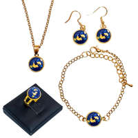 MariaKing Kék-arany (lánc, karkötő, fülbevaló, gyűrű) szett, arany és ezüst színben