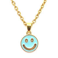 MariaKing Kék smiley gyerek nyaklánc medállal, arany színű