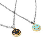 MariaKing Fekete és kék smiley gyerek páros nyaklánc medállal, ezüst színű