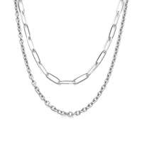 MariaKing Dupla rozsdamentes acél nyaklánc ezüst színben, 50 és 60 cm