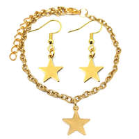 MariaKing Nemesacél csillag charmos karkötő + fülbevaló szett, arany színű