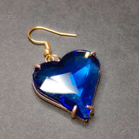 MariaKing Kék kvarc kristály szív fülbevaló, 1 pár