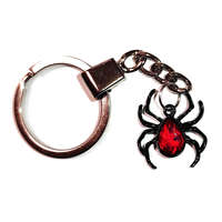 MariaKing Piros kristályos fekete pókos kulcstartó