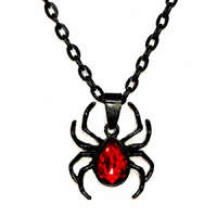 MariaKing Piros kristályos fekete pókos gyerek nyaklánc medállal