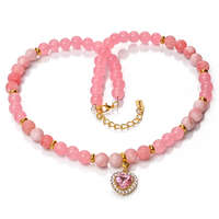 MariaKing Romance in Pink – Jade exkluzív ásvány nyaklánc Kristály Szív charmmal vagy anélkül, dobozban