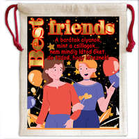 MariaKing Vászonzsák-táska, Best Friends... mintával (feliratozható)