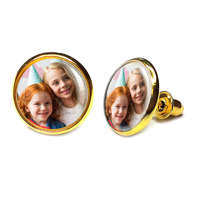 MariaKing Fényképes fülbevaló (12 mm) rozsdamentes acélból, beszúrós (1 pár), arany szín, ajándékdobozzal