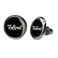 MariaKing Feliratozható beszúrós fülbevaló (12 mm) rozsdamentes acélból (1 pár), fekete szín, ajándékdobozzal!