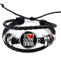 MariaKing Fonott, dizájnbőr uniszex állítható &#039;I Love My Dog&#039; feliratú karkötő