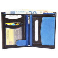 Excellanc Excellanc uniszex pénztárca valódi bőrből, 12x9 cm, fekete-kék