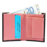 Excellanc Excellanc rózsaszín-fekete pénztárca valódi bőrből, 10x8 cm