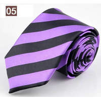 MariaKing Trendi új stílusú csíkos, vékony nyakkendő, lila-fekete