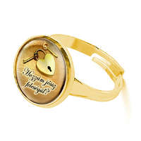MariaKing Eljegyzési gyűrű, felirattal, lakat-kulcs mintával, arany színben (állítható méret)
