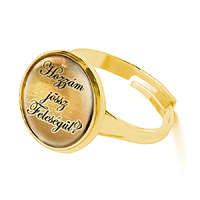 MariaKing Eljegyzési gyűrű, „Hozzám jössz feleségül?” felirattal, arany színben (állítható méret)