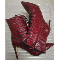  Szexi boka Cowboy csizma női cipők divatos kígyóminta, piros, fehér, fekete magassarkú női fűzős rövid csizma nagy méret 34-48ig.