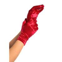 Leg Avenue Wrist Length Satin Gloves, red, O/S