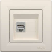Schneider Electric Zrt. Schneider Electric Asfora süllyesztett 1xRJ45 Cat5e STP csatlakozóaljzat kerettel és fedéllel, bézs