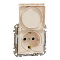 Schneider Electric Zrt. Schneider Electric Sedna Design & Elements - SDD212024 -2P+F csatlakozóaljzat biztonsági zsaluval, csapófedeles, rugós bekötés, IP44, bézs