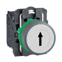 Schneider Electric Zrt. Schneider Electric Harmony XB5 - XB5AA3341C0 - komplett műanyag nyomógomb, Ø22, visszatérő, 1NO, fehér, "fel nyíl", szürke körgyűrű