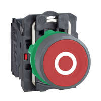 Schneider Electric Zrt. Schneider Electric Harmony XB5 - XB5AA4322C0 - komplett műanyag nyomógomb, Ø22, visszatérő, 1NC, piros, "O", szürke körgyűrű