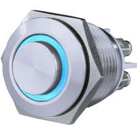 EverFlourish Hungary Kft. Csengő nyomógomb, beépíthető, fém, kék LED fénnyel 12V, 1.5A 18mm