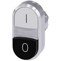 Siemens Siemens 3SU1051-3BB61-0AK0 dupla fejű nyomógomb, fehér (I) / fekete kiálló (O), világító, fém Sirius